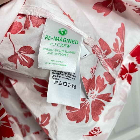 NEW J Crew Womens Square Neck Tank Top Blouse Red White Floral 3X - Picture 4 of 6